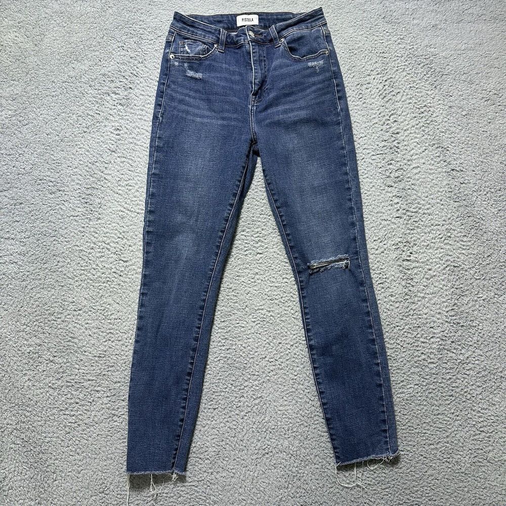 Pistola Jeans Womens 27 Blue Denim Skinny‎ Leg Distressed Raw Hem 27x25
